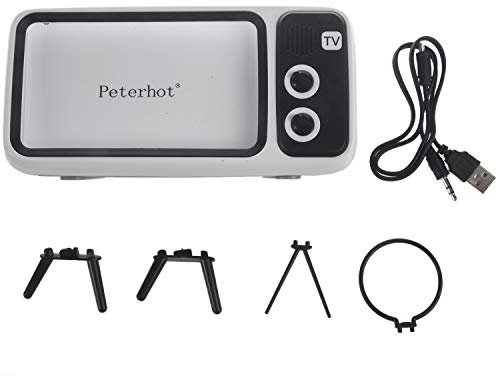 Muuoeou 3 in 1 Wireless Speaker Retro TV Mini Portable Bluetooth Bass Speaker Mobile Phone Holder Speaker Retro Photo Frame for Gift White