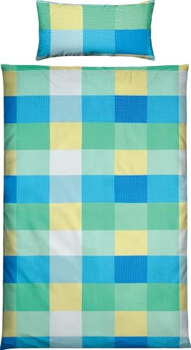 Erwin Müller Bettwäsche Seersucker blau-grün Größe 1x 135x220 cm + 1x 40x80 cm
