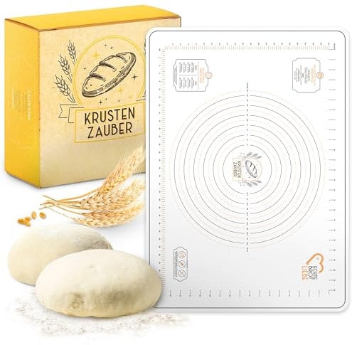 KRUSTENZAUBER Backmatte Silikon als Brot backen Zubehör - 50x70cm BPA-freie Antihaft Teigunterlage zum Ausrollen & Backen - Teigmatte als Backunterlage für alle Teigarten - Silikonmatte für jede Küche