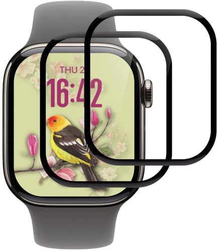 Beukei 2 Stück Panzer Schutz Glas für Apple Watch Series 10/11 46mm, Glas,9H Härte,HD Klare,Blasenfrei,Anti-Kratzen, Panzerglasscheibe Film