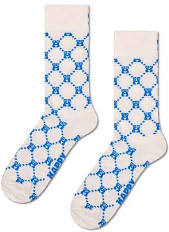 Happy Socks H Monogram Baumwolle Socken Damen Herren Weiß Blau 41-46