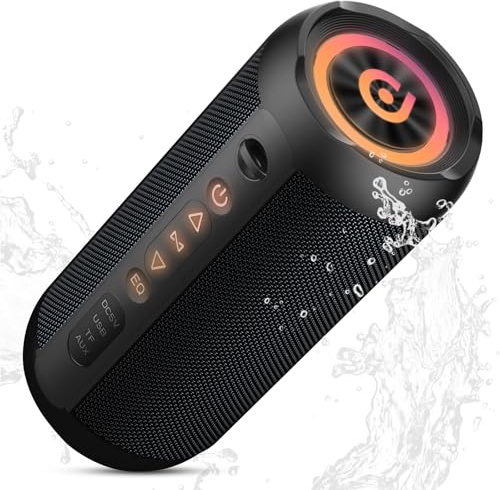 taopodo Portable Bluetooth Speaker with 25W Stereo Sound, 24H Playtime, 3 EQ Mode & 8 RGB lights Wireless Speaker, IPX7 Waterproof, TWS Wireless Pairing, Valentine's Gifts for Him