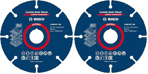 Bosch Accessories 1x Expert Carbide Multi Wheel Trennscheiben (für Hartholz, Ø 115 mm, Zubehör Kleiner Winkelschleifer) (Packung mit 2)