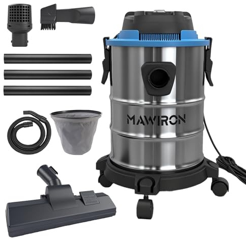 Wet & Dry Vacuum Cleaner 20L, Lightweight 3-in-1 Carpet Floor Workshop Cleaner, Heavy Duty Industrial Shop Vac with Blowing Port, HEPA Filter, 5M Cord, Hose & Crevice Tool for Garage Car Home