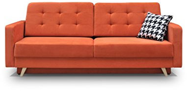 mb-moebel Schlafsofa Kippsofa Sofa Samt mit Schlaffunktion Klappsofa Bettfunktion mit Bettkasten Couchgarnitur Couch Sofagarnitur Schlafcouch 3 Sitzer Gästebett - 229x95x97 cm - Carla (Orange)