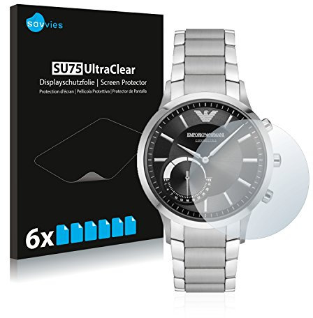 Savvies 6 Stück Schutzfolie für Emporio Armani Connected Smartwatch Hybrid Displayschutz-Folie Ultra-Transparent