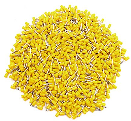 sourcing map 1000pcs AWG18 1mm2 Insulated Cord End Terminal Wire Ferrules Yellow