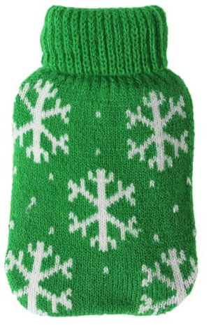 Bütic GmbH Taschenwärmer mit Strickbezug - Flocken - Wärmflasche Handwärmer Wärmepad Firebag Wärmekissen, Farbe:Grün