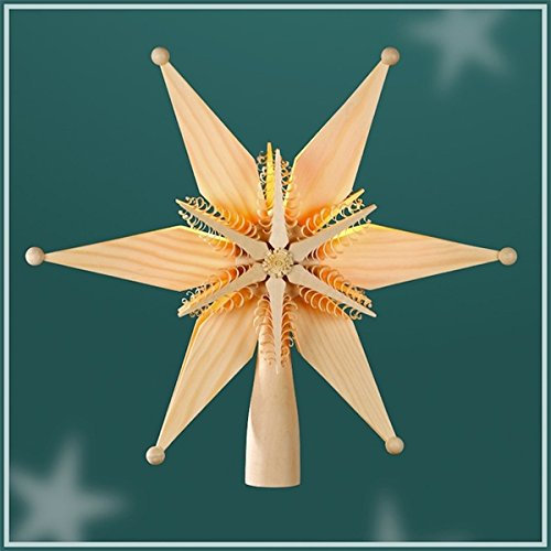 Rudolphs Schatzkiste Baumschmuck Christbaumspitze EL Beleuchtet doppelt aus Kiefernblätter Mittig Stern(Beidseitig) BxHxT=25x25x7cm NEU Weihnachten Christbaum Baum Spitze Holzschmuck Holz Seiffen