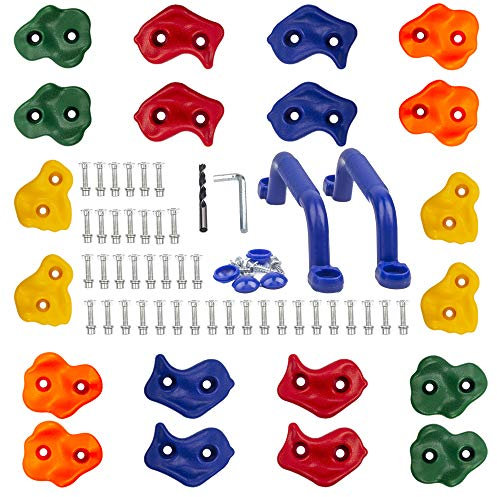 KINSPORY Prese Arrampicata Bambini, 20 Pezzi Prese d'arrampicata per pareti, Colorati, Incluso Materiale di Fissaggio, con Set di Viti