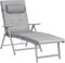SONGMICS Chaise Longue, Bain de Soleil avec Matelas d Une épaisseur de 6 cm, Appui-tête Amovible, en Alu Anti-Rouille, Respirant, Inclinable, Charge Max 150 kg, Gris GCB24GY