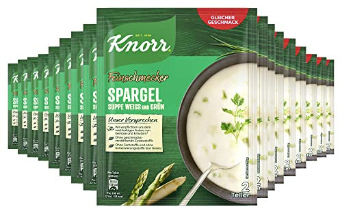 Knorr Feinschmecker Spargelsuppe weiß und grün leckere Gemüsesuppe mit nachhaltig angebautem Gemüse 17 x 2 Teller