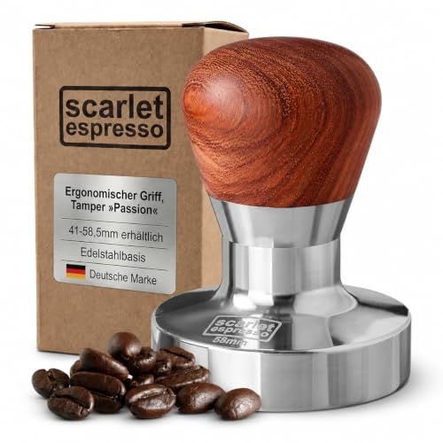 scarlet espresso | Tamper »Passion« für Barista; mit ergonomischem PVC- oder Edelholzgriff nach Wahl und Präzisions-Edelstahlbasis (58 mm)