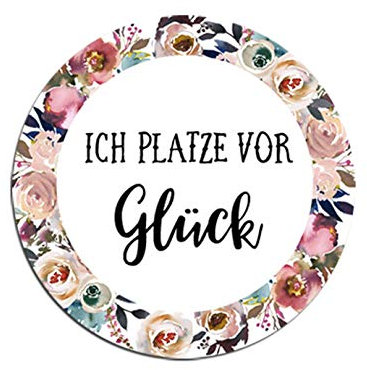 Nastami 50 Sticker Boho Hochzeit Ich platze vor Glück!, Aufkleber Seifenblasen