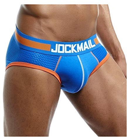 JOCKMAIL Sexy Men Underwear Briefs Mesh Shorts Sexy Mens Briefs Male Panties Breathable Cotton Underwear Boxers (M, Blue)