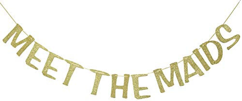 Meet the Maids Banner Girlande für Brautparty, Party, Dekoration, Junggesellinnenabschied, Foto-Requisite, Hintergrund (Gold)