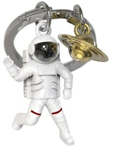 Dhink METALMORPHOSE MTM10A Heliumballon Schlüsselanhänger Gold Buchstabe A mit Silber Ballon Charm, Weiß, Gold, 32, Astronaut