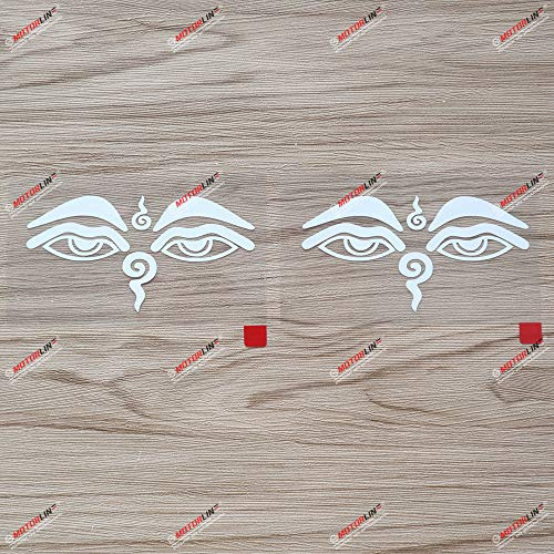 2X Weiß 10,2 cm Buddha-Augen Nepal Aufkleber, Vinyl, Auto, Laptop, Fenster