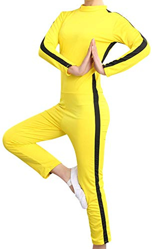 Xiedeai Performance sul Palco Arti Marziali Abbigliamento Unisex Adulti Bambini - Karatè Esibizione di Judo Stile Gioco di Ruolo Sanda Kung Fu Abiti Completi Giallo 130cm