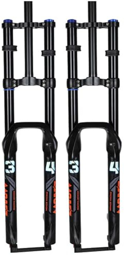 DHNCBGFZ Mountainbike-Federgabeln 26/27,5 Zoll Scheibenbremse Doppelschulter Downhill-Gabel Federweg 160/180/200 Mm Rückprall Einstellbar 1-1/8 Zoll Gerader QR 9 X 100 Mm(26in Black,Travel 200mm)