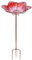 MUMTOP Vogeltränke für den Außenbereich Glas Vogeltränke Schüssel Outdoor Vogelfutterspender Blumenmuster mit Metallstab für Garten, Hof und Rasen Dekor (rot)
