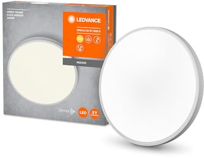 LEDVANCE LED Wand- und Deckenleuchte, rahmenlose Leuchte mit Bewegungsmelder für Innen, Betriebsarten per Klick änderbar, Warmweiß (3000K), 335mm Durchmesser, ORBIS FRAME CLICK SENSOR