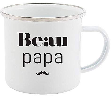 Mug Tasse Rétro en métal émaillé imprimé citation Beau papa ref 2605