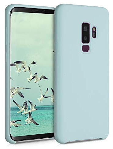 kwmobile Hülle kompatibel mit Samsung Galaxy S9 Plus Hülle - Silikon Handy Case - Handyhülle weiche Oberfläche - kabelloses Laden - Cool Mint
