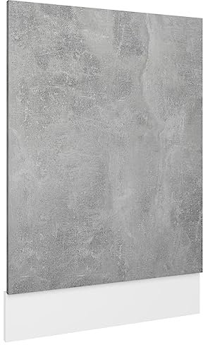 vidaXL Geschirrspülerblende mit Sockelleiste Geschirrspüler Frontblende Geschirrspülerfront Blende Spülmaschine Betongrau 45x3x67cm Holzwerkstoff