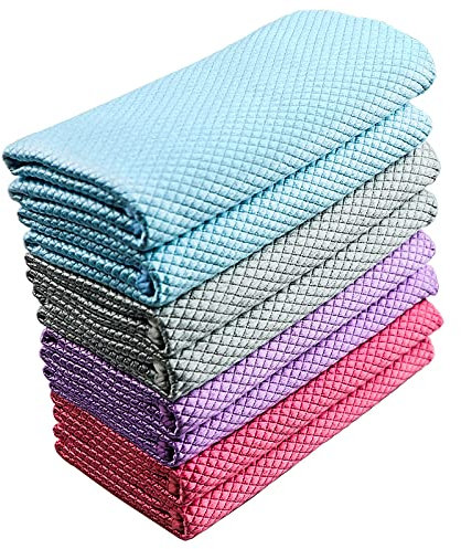 Niveaya Microfiber Glass Cleaning Cloth, Multi-Functional Reusable Lint Free Cloths, Stainless Steel Windshield Shower Window Cleaning Cloth, Suitable for Home, Kitchen and Auto, Pack 8,Mix