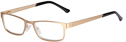Edison & King Lesebrille Elements – schmale Metallbrille mit Premiumgläsern – entspiegelt und gehärtet (Gold-Antique, +2,00 dpt)