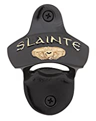 Exclusively Irish Wall Mounted Bottle Opener - Irish Slainte Claddagh Made of Brass Cap Remover for Bar or Kitchen
