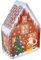 MediMuc Lebkuchenhaus Santa Claus - weihnachtlich bedruckte Dose mit Spitzdach und Tannenbaum - lebensmittelecht - Aufbewahrungsdose, Keksdose, Blechdose - Maße: (L x Bx H): 18,0 x 12,0 x 5,8cm