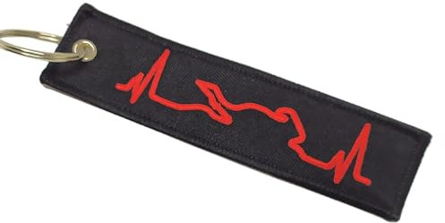 SenzaMa Portachiavi con Anello Porta Chiavi in Resistente Tela Ricamata su Entrambi i Lati Compatibile con (Moto Rossa su Nero)
