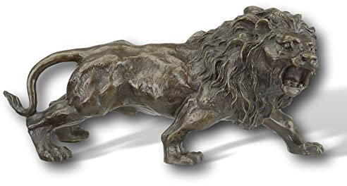 Bronzefigur Löwe Raubkatze Tier Bronze Skulptur Figur Antik-Stil 32cm