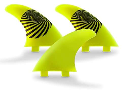 E8 FIN SYSTEM - Pack de 3 Quilles pour Planche de Surf FCS - Palmes A2 | M - Comprend un accessoire pour clé à changement - Ensemble écologique - Jaune