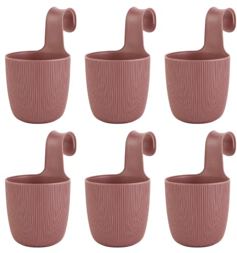 Engelland - 6 x Blumentopf, Balkontopf zum Aufhängen, Kupfer-Rot, Hängetopf für runde & eckige Balkongeländer, Pflanzkübel, Wasserspeicher, Drainageeinsatz, UV- & Frostbeständig, Ø 15 cm