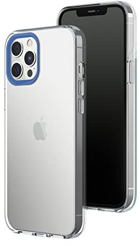 RhinoShield Clear Compatible avec [iPhone 12 Pro Max] | Résiste au jaunissement, Haute Transparence, Coque de Protection Personnalisable Clear - Contour objectifs Photo Bleu Foncé