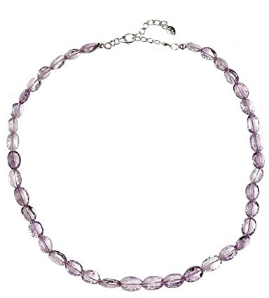 ELEDORO echter Pink Amethyst Halskette Collier für Damen aus Silber 925 45cm lang