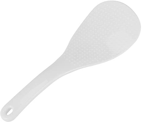 Nicfaky Kitchen Dotted White Plastic Flat Rice Scoop Paddle Meal Spoon