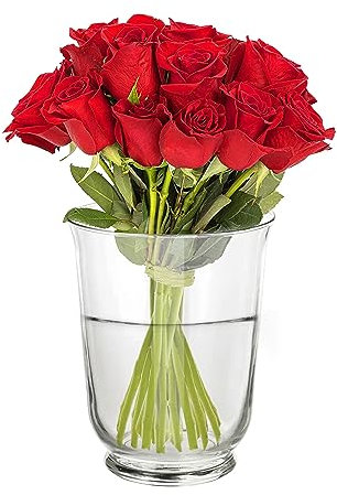 Ledoir - Vases Vase for Flowers Flower 18cm | 7.1 Inch Tall Wide Clear Glass Everyday Essentials Modern Living Room Wide Flower Vase