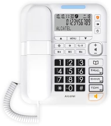 Alcatel TMax70, einfach zu bedienendes schnurgebundenes Telefon mit großen Tasten, großem Display, Speichertasten, Audioboost und lautem Rufton