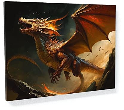 Sense Canvas Leinwandbild, Drachenflug, 7, Drachen-Wanddekoration, Druck, Bild, Gemälde, Kunstwerk, Poster, Zuhause, groß, 40 x 30 / 1,9 cm