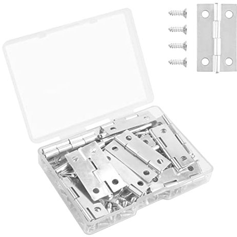 VIPMOON 17x29mm Mini Scharniere Silber Klappbar,30 Stück Retro Bastel Scharnier Modellbau Mit Schrauben Für Bastelarbeiten, Kleine Schmuckkästchen, Puppenhäuser