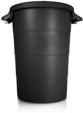 BigDean Tonneau universel résistant aux intempéries avec couvercle et 2 poignées de transport solides 80 litres NOIRE - Tonneau de récupération d'eau de pluie Poubelle - Convient pour l'intérieur et