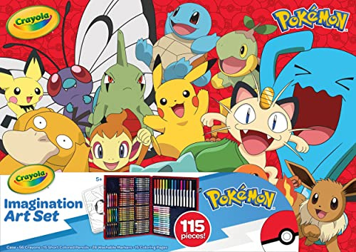 CRAYOLA Pokémon Imagination Kunst-Set (115 Stück), Kinder-Kunst-Set, Malzubehör, Pokemon-Spielzeug, Pokemon-Geschenk für Jungen und Mädchen