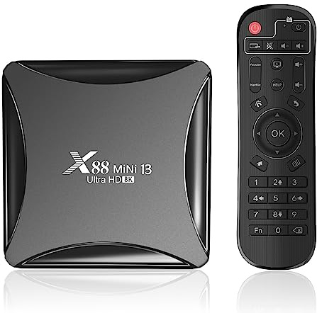 CHROX Android TV Box 13.0, X88 MINI 13 4GB RAM 64GB ROM Mit RK3528 Quad-Core 64 Bits CPU, Android Box Dual-Wifi 2.4Ghz/5Ghz BT 4.2 USB 3.0 3D 4K Set-Top-Box,2GB+16gb
