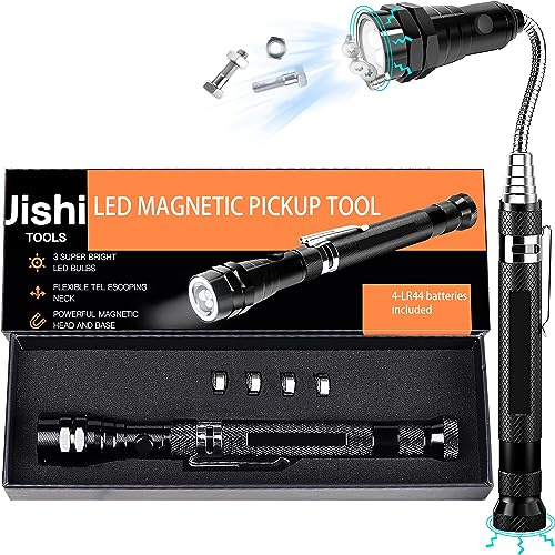 Jishi Ausziehbare magnetische Taschenlampe mit Teleskop-Magnet-Tonabnehmer-Werkzeug