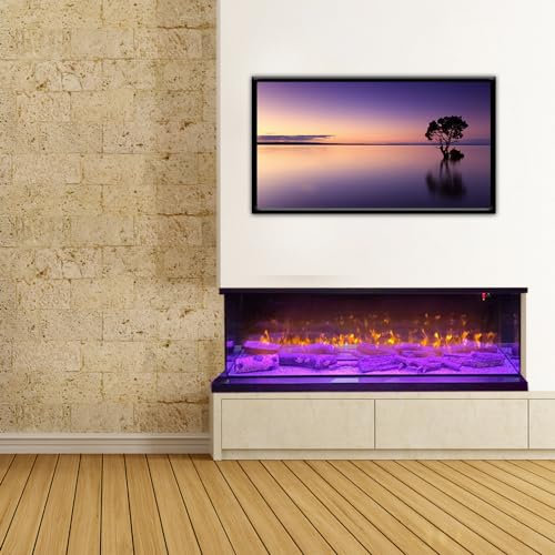 3 sided electric fireplace ElectricSun VISTA medium L153xH50cm, with sound effect, wall mounted, free standing or built-in