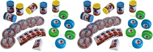 amscan 9902882 - Partygeschenke-Set Miraculous, 24 Teile, 6 Kaleidoskope, 6 Jo-Jos, 6 Geduldsspiele, 6 Notizbücher, Mitgebsel (Packung mit 2)